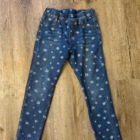 Flapdoodles Blue Jeans with White Heart and Star Pattern - Picture 2 of 6